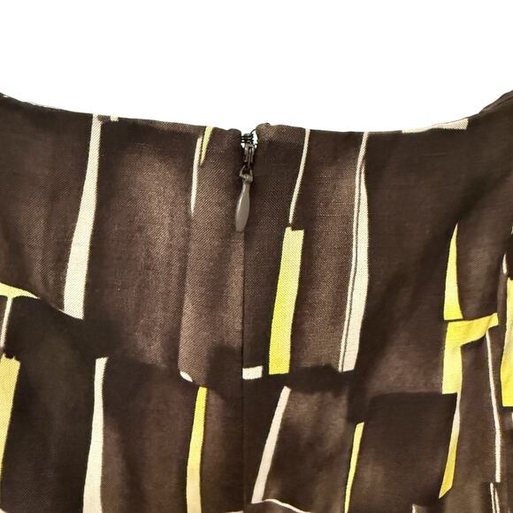 Eccoci Layered Shell Dress Brown Yellow Silk Linen Size 12 - Picture 7 of 11
